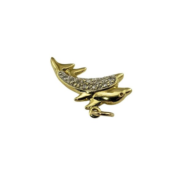 Vintage 18 Karat Yellow Gold and Diamond Dolphin Charm #11070 - Picture 4 of 8
